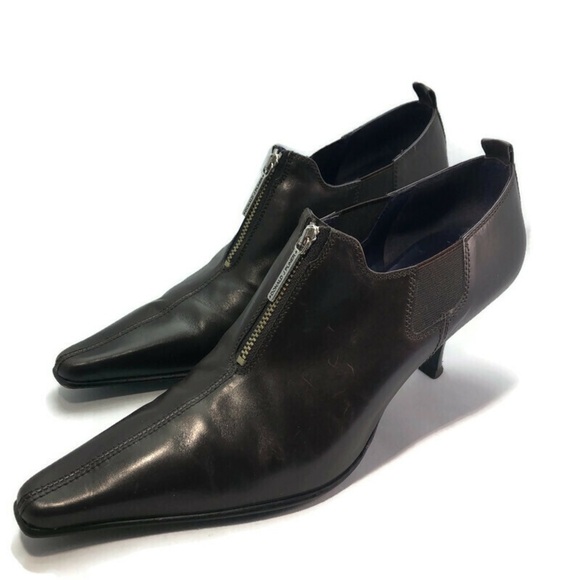 DONALD J. PLINER Expresso brown calf leather shoe with front zipper - Size 9M - Picture 3 of 15